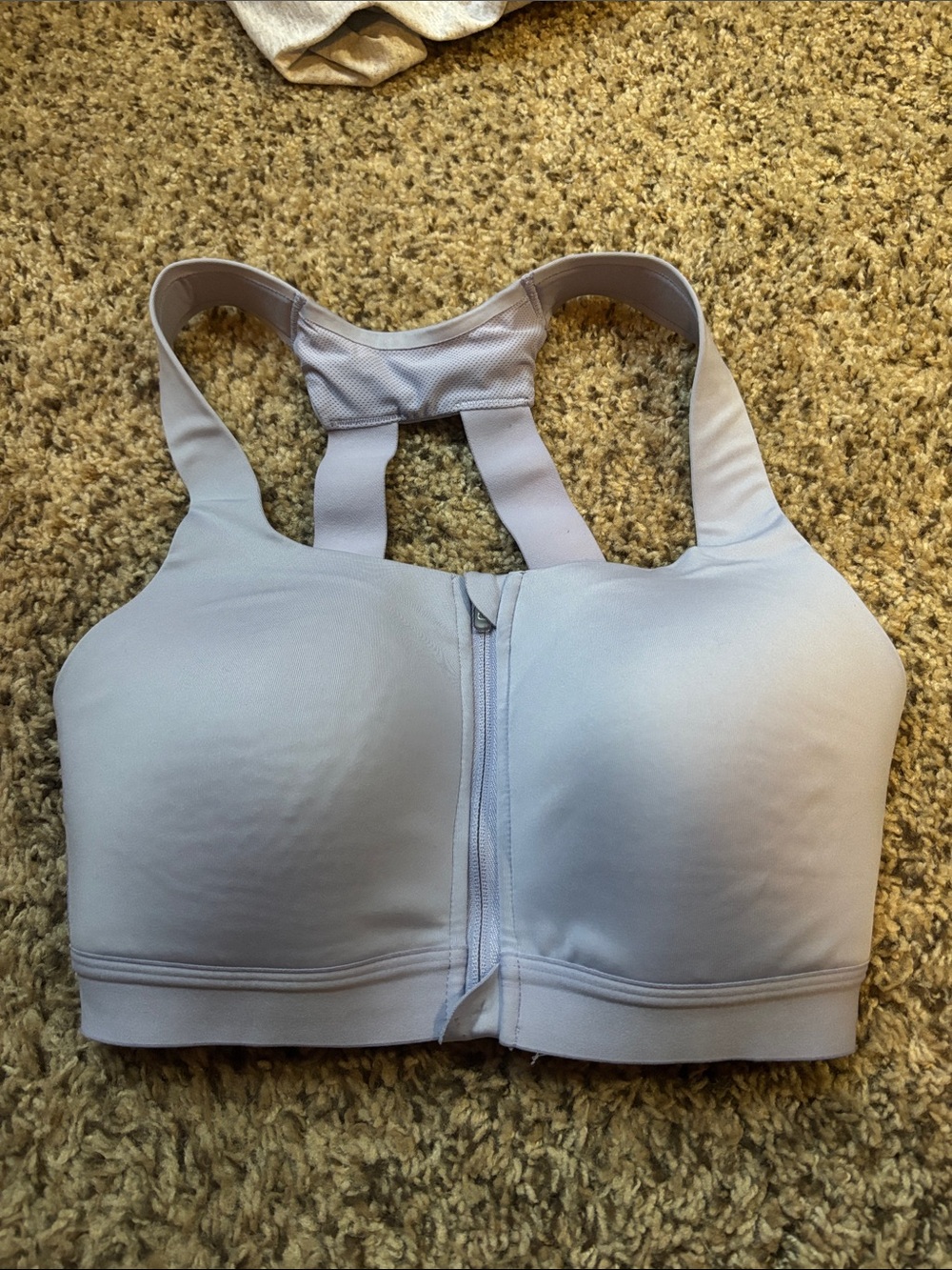 Light Purple Front-Zip Sports Bra - Women’s High Support